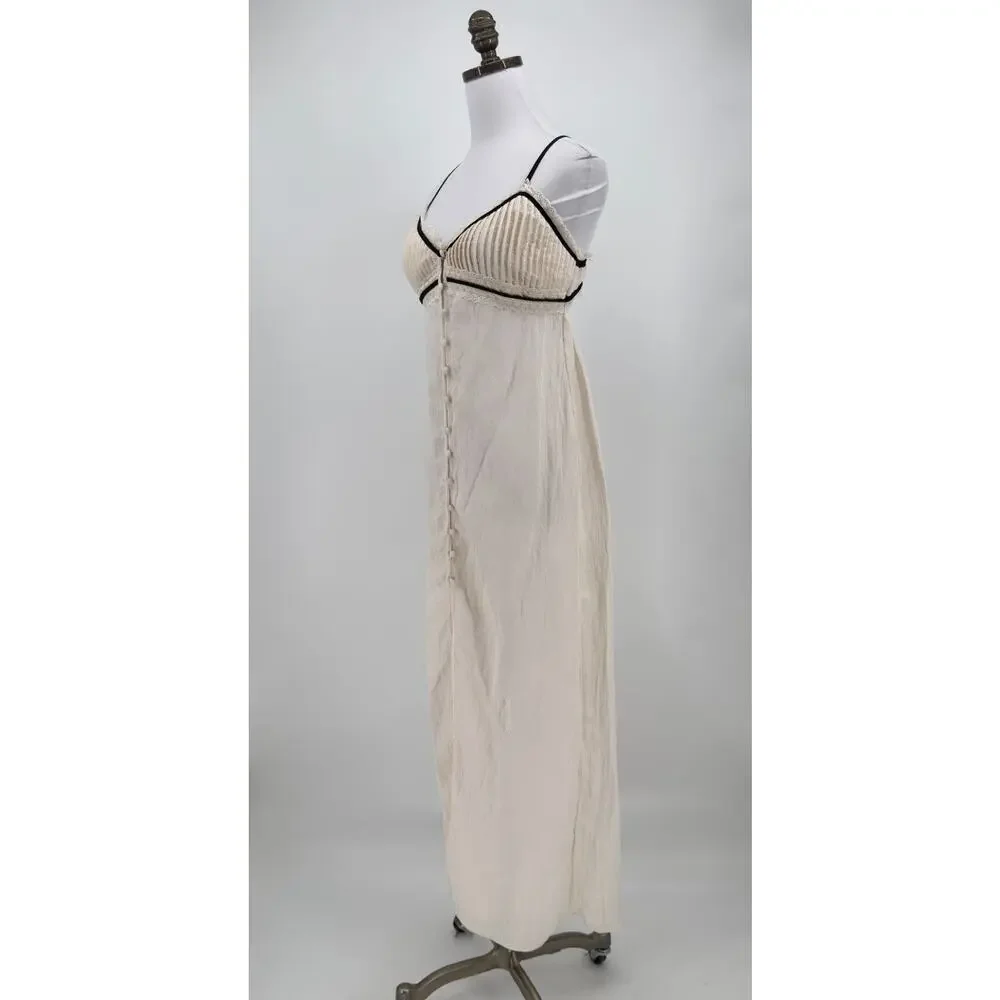 Free People Intimately Brighter Days Whisper White Cream Maxi Slip Dress Sz S